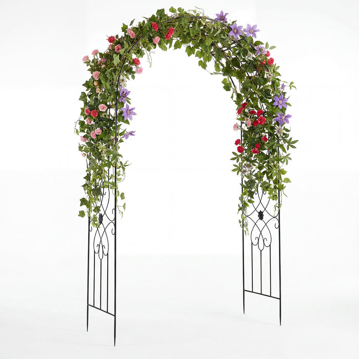 Garden Arbor with Ground Stakes amd Outdoor Metal Arch Archway for Wedding Party Ceremony Decorations-