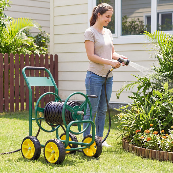 Garden Hose Reel Cart 4 Wheels 100 m of 16 mm Large Capacity-