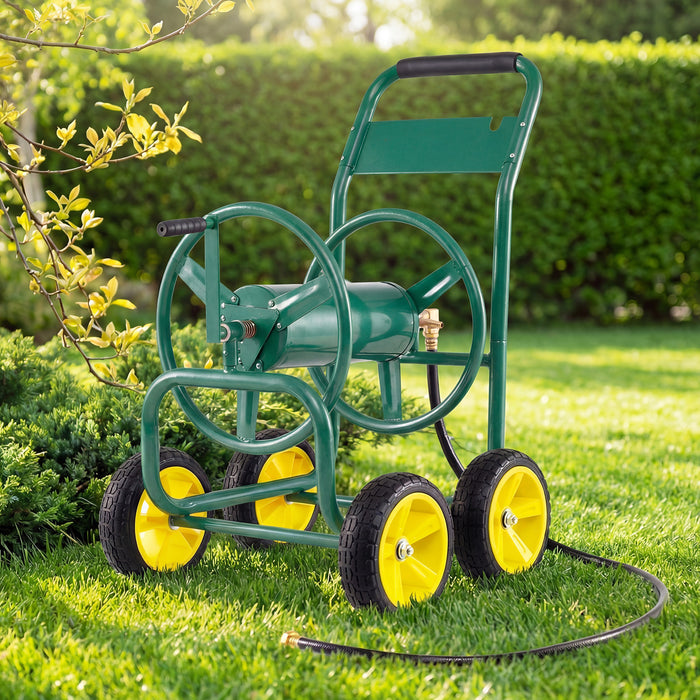 Garden Hose Reel Cart 4 Wheels 100 m of 16 mm Large Capacity-