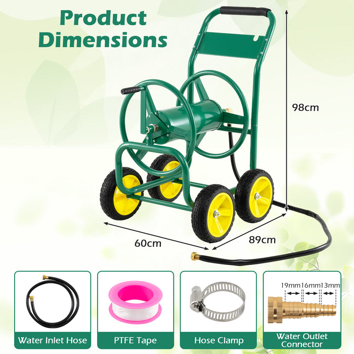 Garden Hose Reel Cart 4 Wheels 100 m of 16 mm Large Capacity-