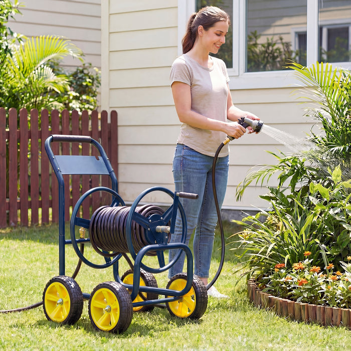 Garden Hose Reel Cart 4 Wheels 100 m of 16 mm Large Capacity-