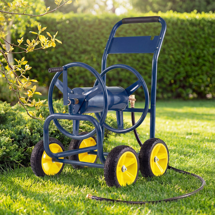 Garden Hose Reel Cart 4 Wheels 100 m of 16 mm Large Capacity-