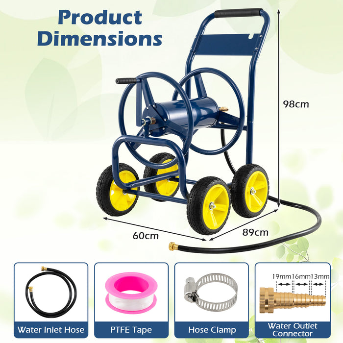 Garden Hose Reel Cart 4 Wheels 100 m of 16 mm Large Capacity-