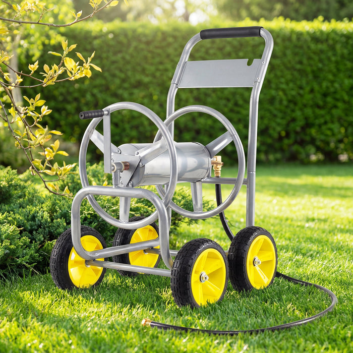 Garden Hose Reel Cart 4 Wheels 100 m of 16 mm Large Capacity-