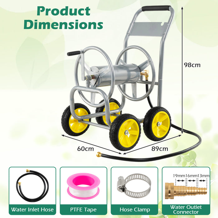 Garden Hose Reel Cart 4 Wheels 100 m of 16 mm Large Capacity-