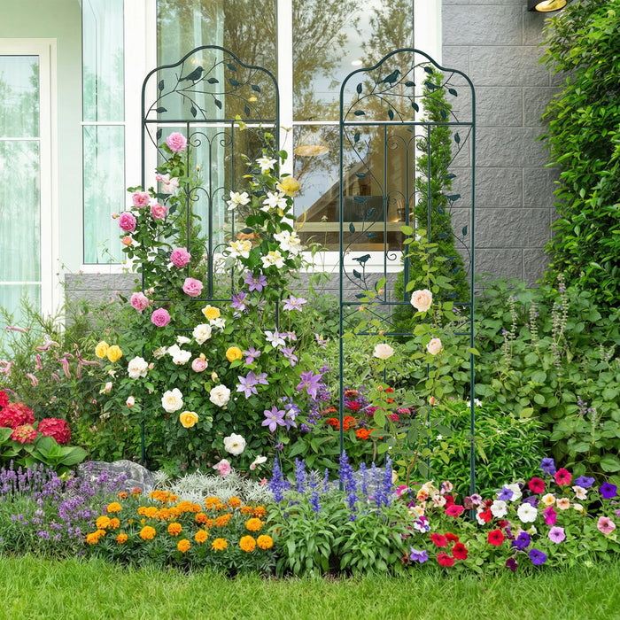 Garden Trellis with Foldable Shelf and Anti-Tipping Device-Black-1 Pack