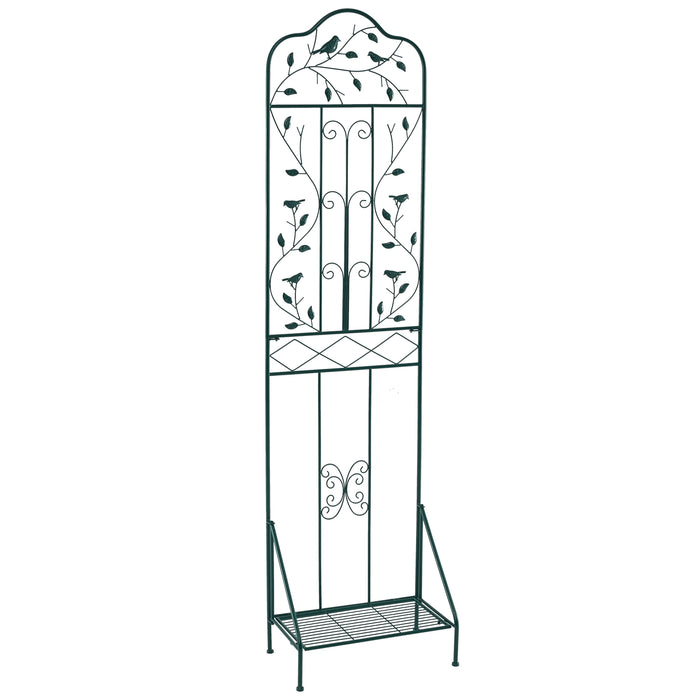 Garden Trellis with Foldable Shelf and Anti-Tipping Device-Black-1 Pack
