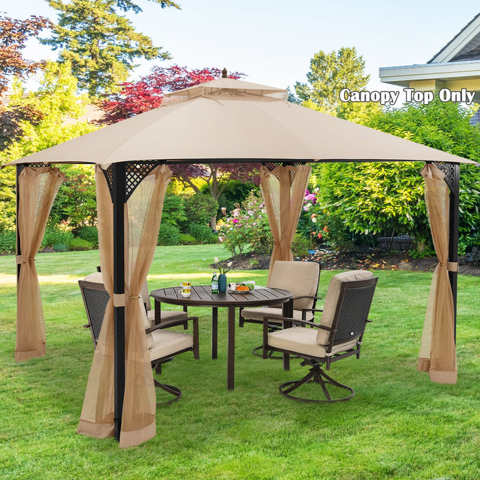 368 x 303CM Gazebo Replacement Top with Air Vent and Drainage Holes-Brown