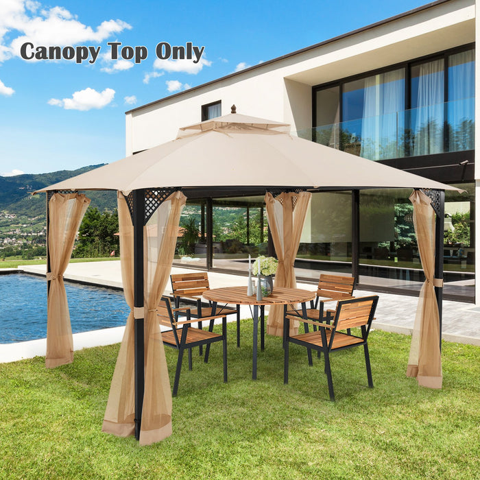368 x 303CM Gazebo Replacement Top with Air Vent and Drainage Holes-Brown