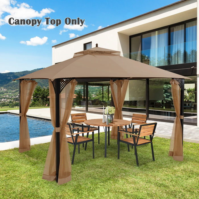 368 x 303CM Gazebo Replacement Top with Air Vent and Drainage Holes-Brown