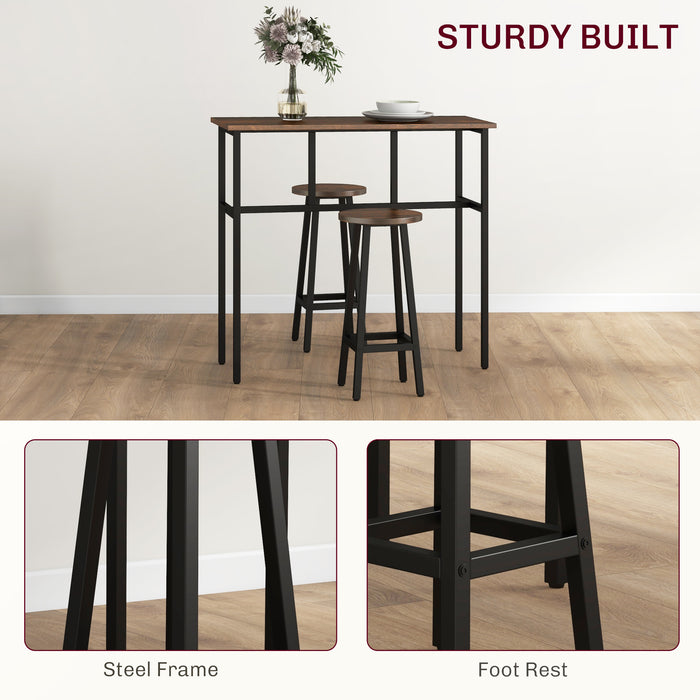 6-Piece Bar Table Set with Stools - Rustic Brown Breakfast Tables and Counter Height Chairs for Kitchen and Living Room - Ideal for Dining and Entertaining
