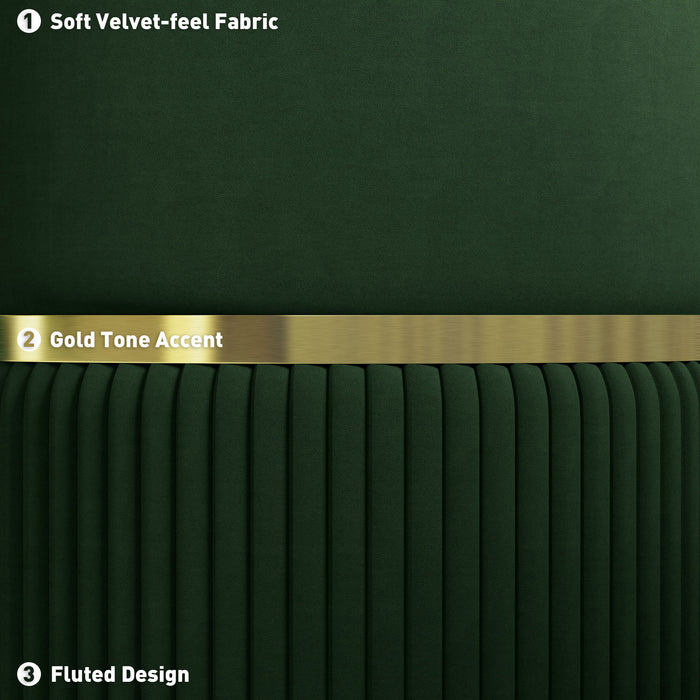 HOMCOM Velvet-Feel Storage Ottoman - Green