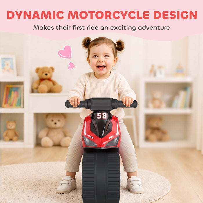 AIYAPLAY Balance Bike with Music Extra-Wide Wheels Toddler Bike for Boys Girls Red