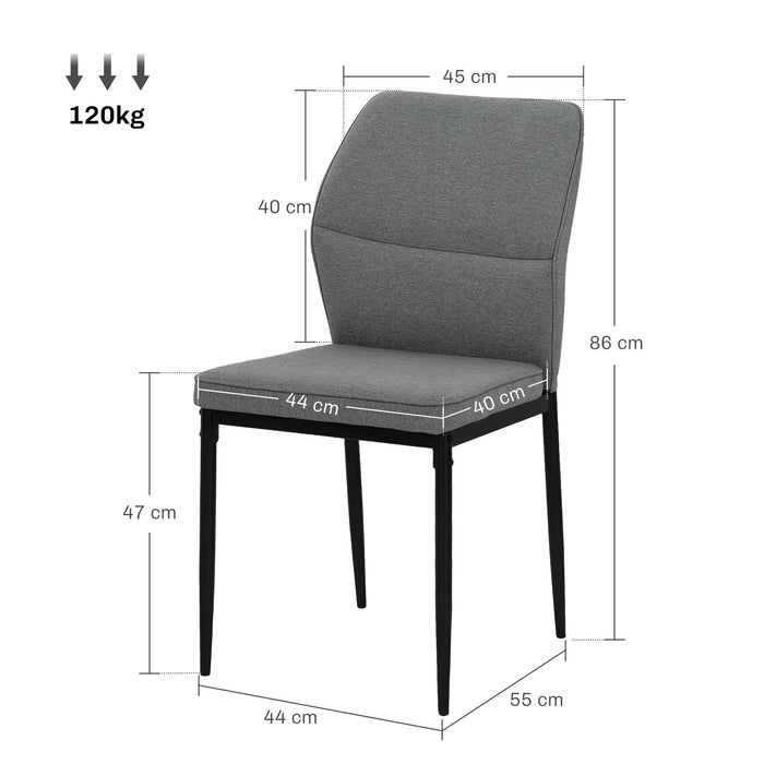 HOMCOM Velvet Dining Chairs Set of 2, Modern Upholstered Kitchen Chairs with Metal Legs, Curved Back and Padded Seat, Armless Side Chairs for Dining Room, Bedroom, Living Room, Grey