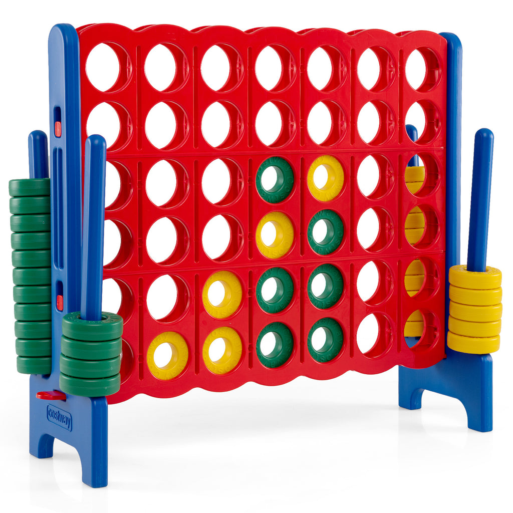 Giant 4-in-a-Row Game Set Jumbo 4-to-Score Game with 42 Rings and Quick-Release Slider-