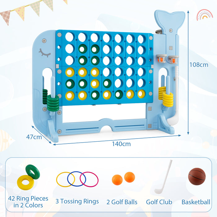 Giant 4-to-Score Game Set Jumbo Connect Four Game with Ring-toss-