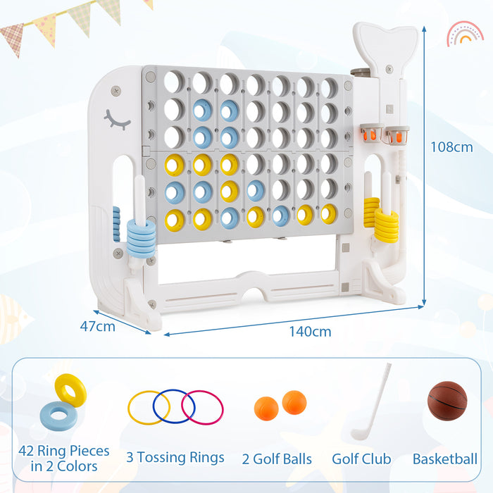Giant 4-to-Score Game Set Jumbo Connect Four Game with Ring-toss-