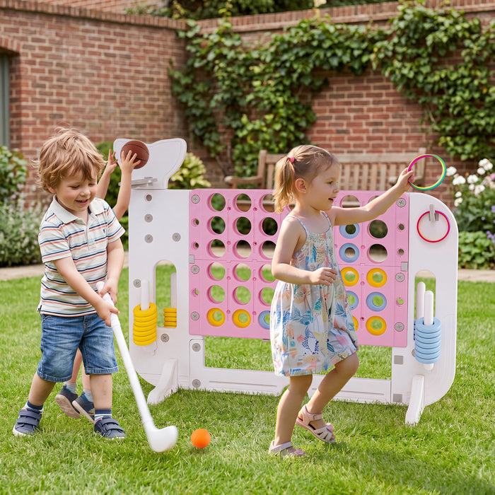 Giant 4-to-Score Game Set Jumbo Connect Four Game with Ring-toss-