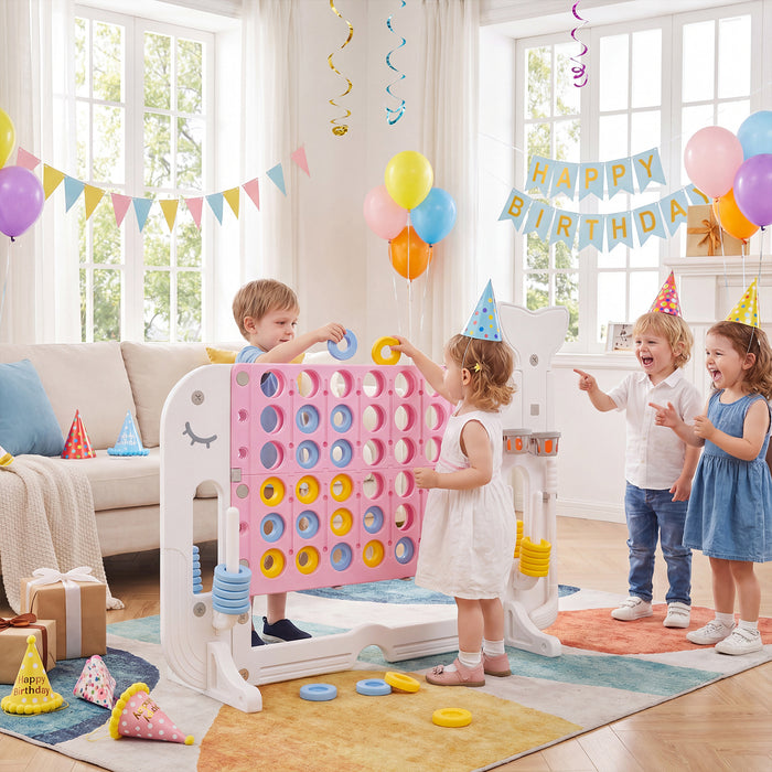 Giant 4-to-Score Game Set Jumbo Connect Four Game with Ring-toss-