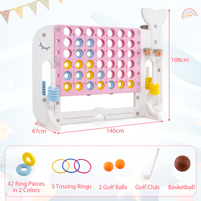 Giant 4-to-Score Game Set Jumbo Connect Four Game with Ring-toss-