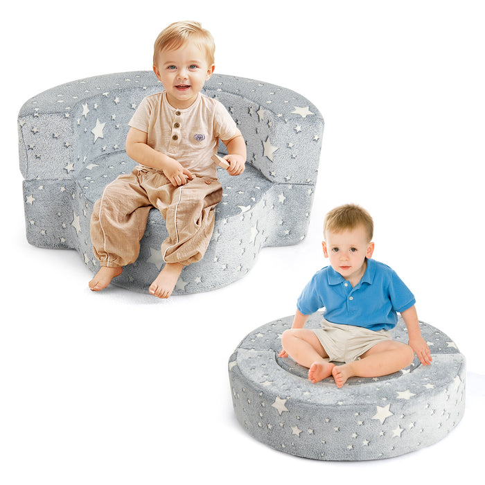 Convertible Glow-in-the-Dark Kids Sofa with Removable Washable Cover-