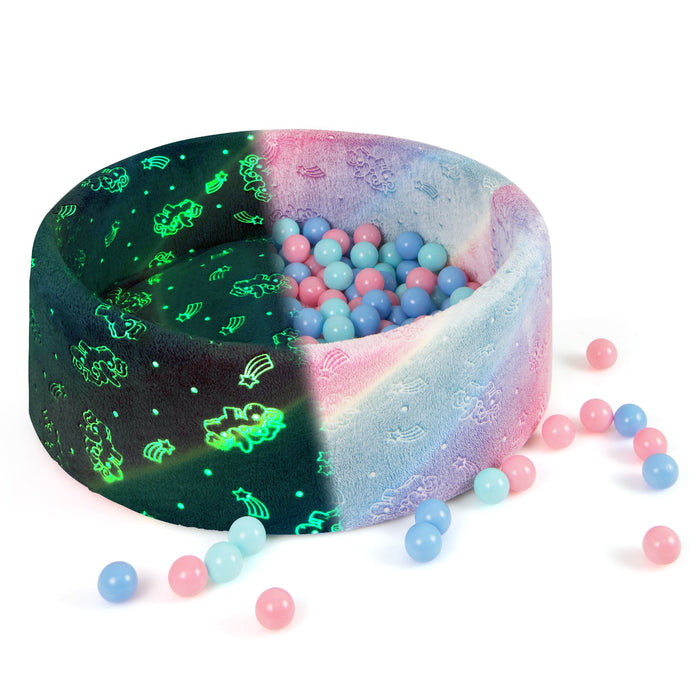 Glow in the Dark Round Ball Pool with 200 Colorful Ocean Balls-