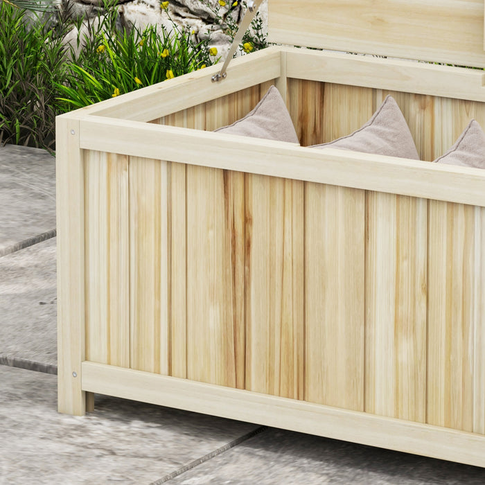 Outsunny 172 Litre Outdoor Storage Box, Wooden terrace Box Garden Storage Container, Natural