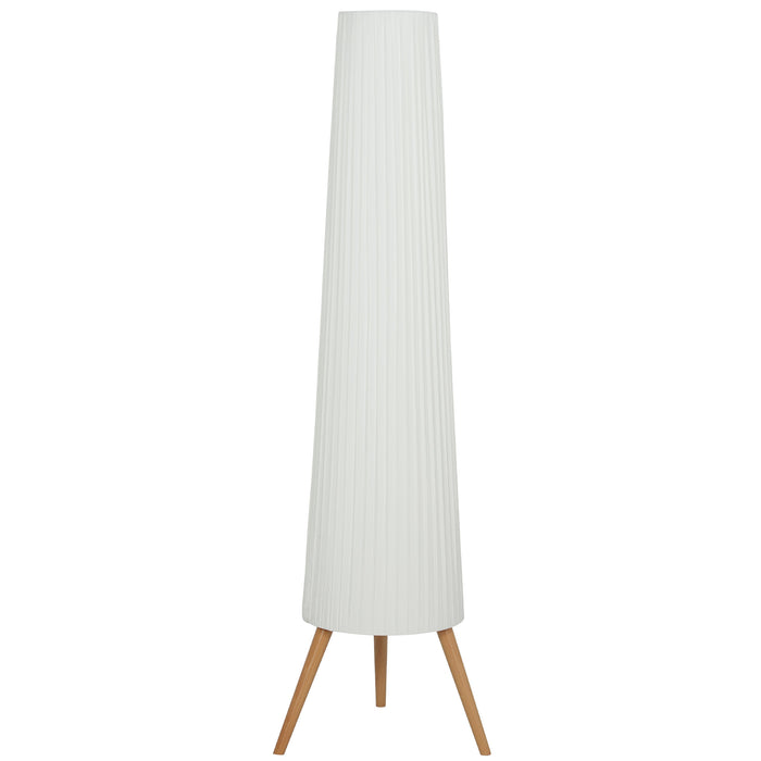 HOMCOM Dimmable Tripod Floor Lamp with Foot Switch, Nordic Standing Lamp with Fabric Shade, 153cm, White, White and Natural