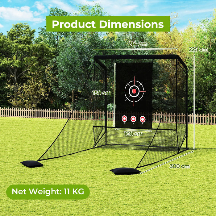 Golf Practice Net with Dual Side Barriers and Sand Bags for Backyard