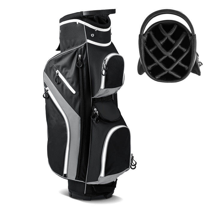 14-Way Golf Cart Bag with 9 Zippered Pockets and Cooler Bag-Red