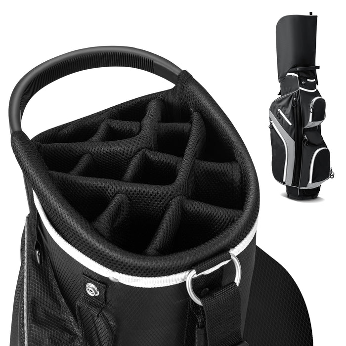 14-Way Golf Cart Bag with 9 Zippered Pockets and Cooler Bag-Red