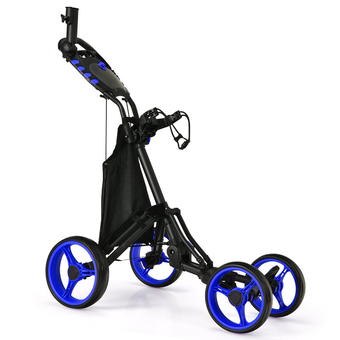 Golf Push Pull Cart with Waterproof Bag and Foot Brake-