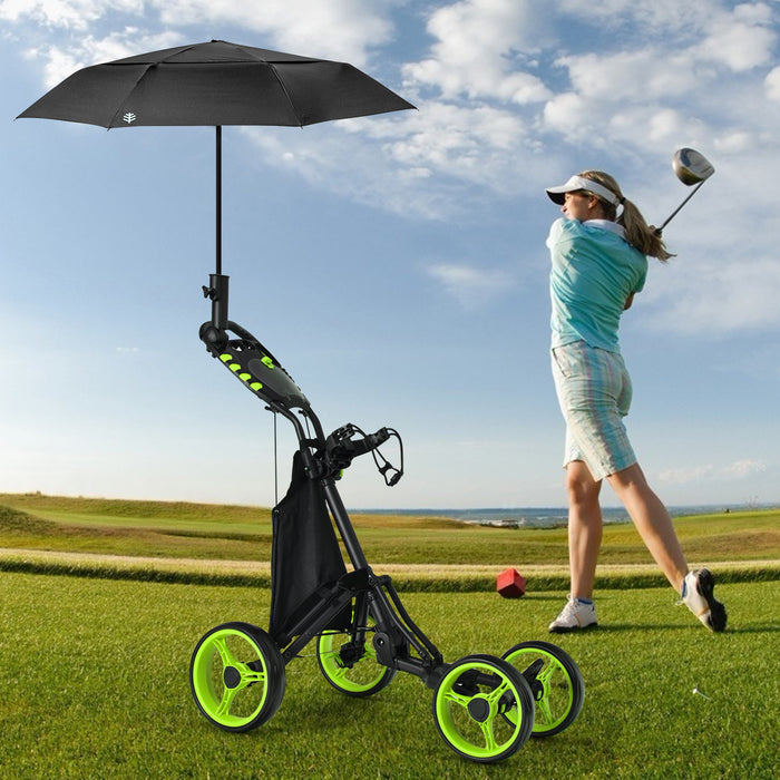 Golf Push Pull Cart with Waterproof Bag and Foot Brake-