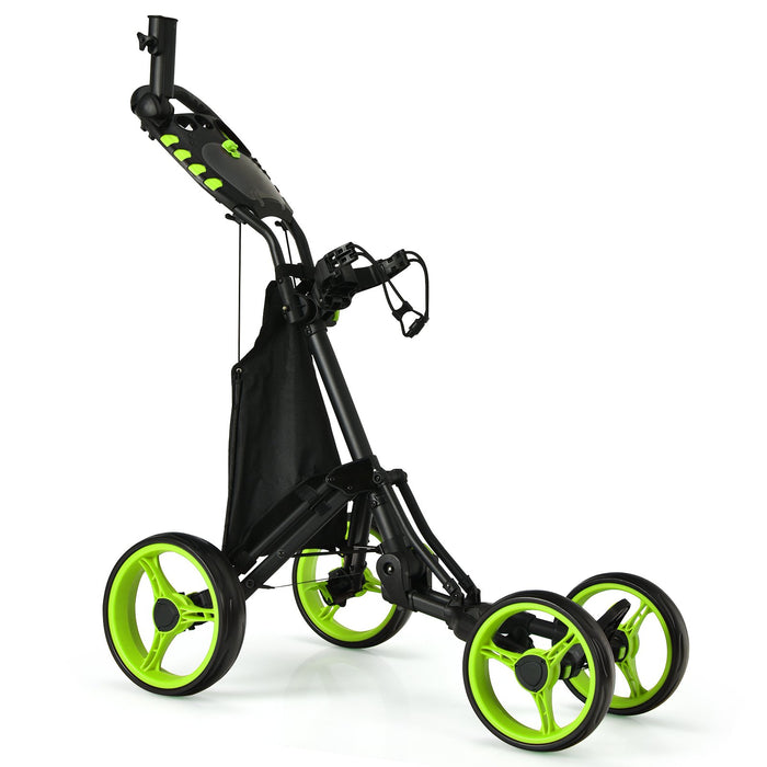 Golf Push Pull Cart with Waterproof Bag and Foot Brake-