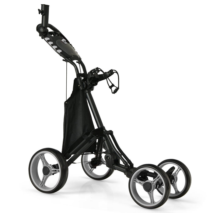Golf Push Pull Cart with Waterproof Bag and Foot Brake-