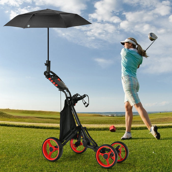 Golf Push Pull Cart with Waterproof Bag and Foot Brake-