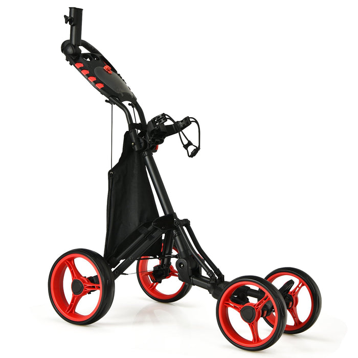 Golf Push Pull Cart with Waterproof Bag and Foot Brake-
