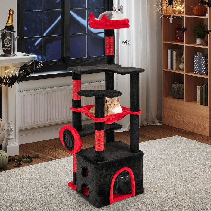 Gothic Cat Tree for Indoor Cats Large Cat Tower with Plush Perch-