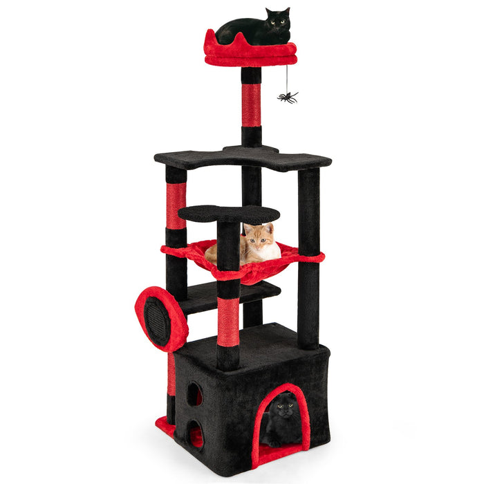 Gothic Cat Tree for Indoor Cats Large Cat Tower with Plush Perch-