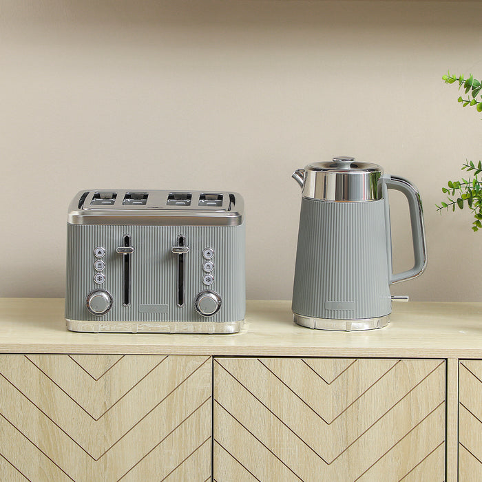 HOMCOM Electric Kettle and Toaster Set, 3000W 1.7L UK Strix Thermostat Rapid Boil Jug Kettle with Limescale Filter, Cool Touch Body, 4 Slice Toaster with 7 Browning Controls, Crumb Tray, Tan