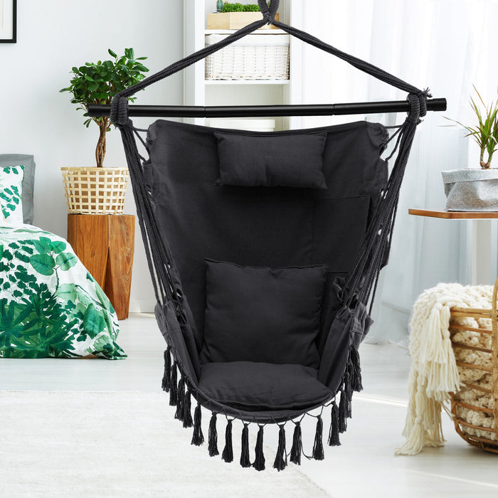 Hammock Swing Chair with Pillow and Cushions for Living Room Patio-