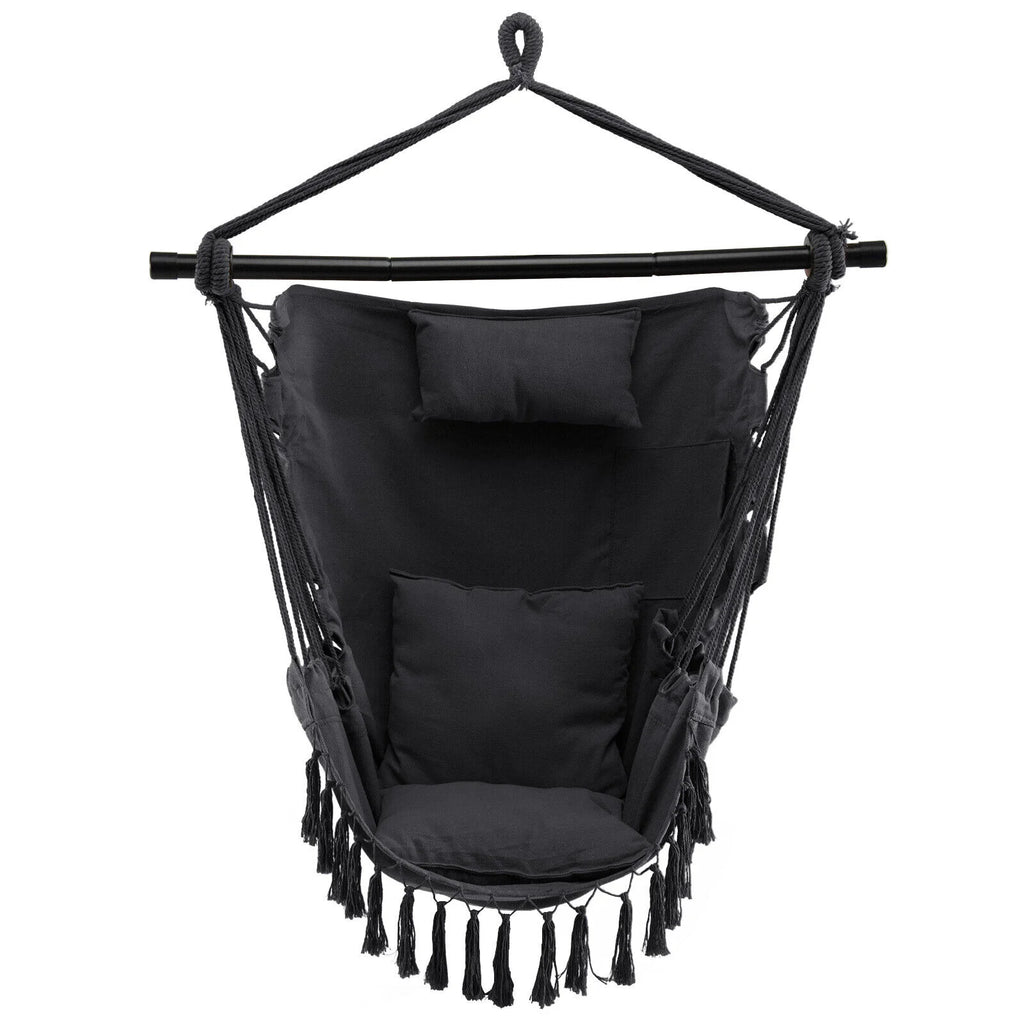 Hammock Swing Chair with Pillow and Cushions for Living Room Patio-