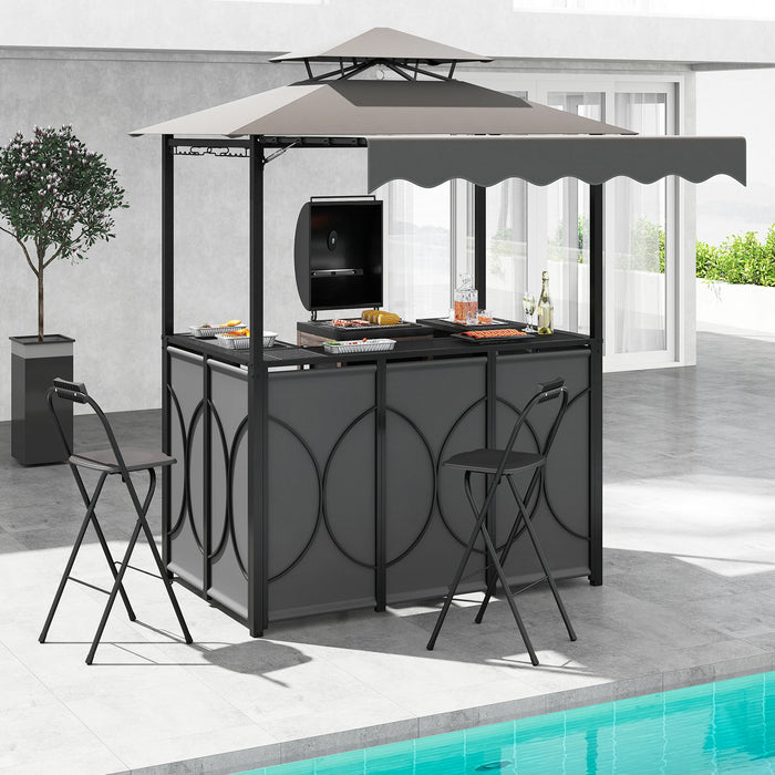 Grill Gazebo with Awning 3-Piece Outdoor BBQ Canopy-