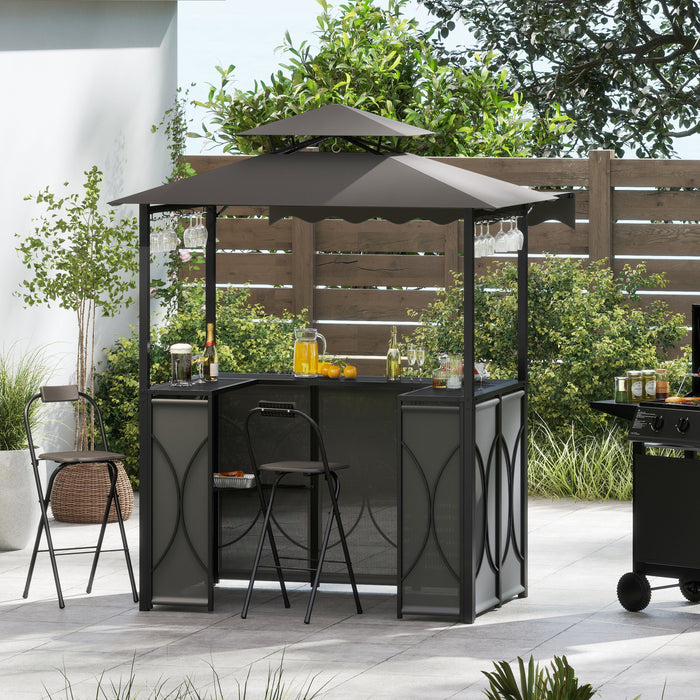 Grill Gazebo with Awning 3-Piece Outdoor BBQ Canopy-