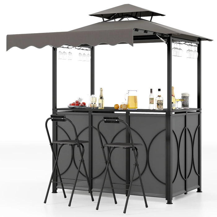 Grill Gazebo with Awning 3-Piece Outdoor BBQ Canopy-