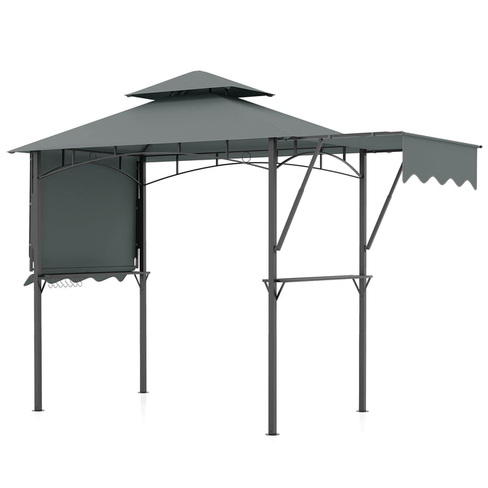 398 x 153 cm Grill Gazebo with Dual Side Awnings and Adjustable Shadow-