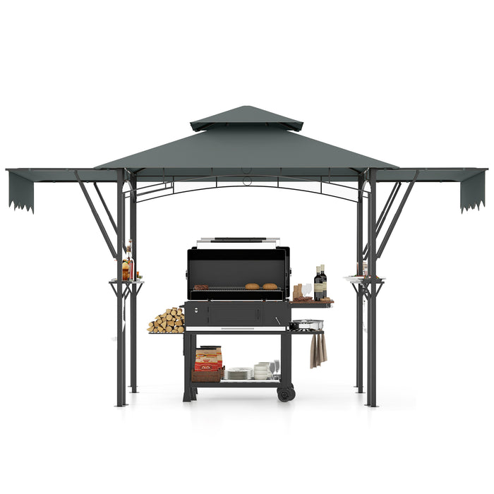 398 x 153 cm Grill Gazebo with Dual Side Awnings and Adjustable Shadow-