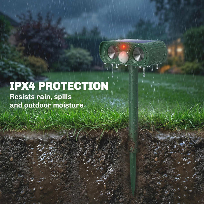 Outsunny Ultrasonic Cat Repellent, PIR Motion Sensor 110°, LED Flash, Solar Cat Deterrents for Gardens UK
