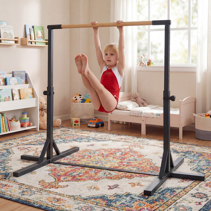 Gymnastics Bar Adjustable Horizontal Kip Bar with 85-145 CM 12-Level Height-
