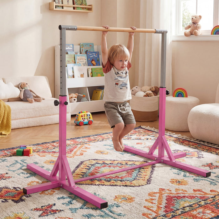 Gymnastics Bar Adjustable Horizontal Kip Bar with 85-145 CM 12-Level Height-